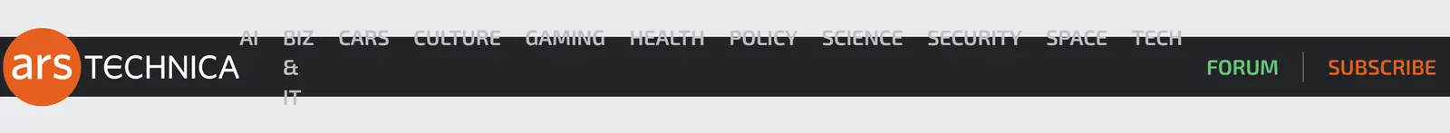 Screenshot of the arstechnica website banner showing misaligned text.
