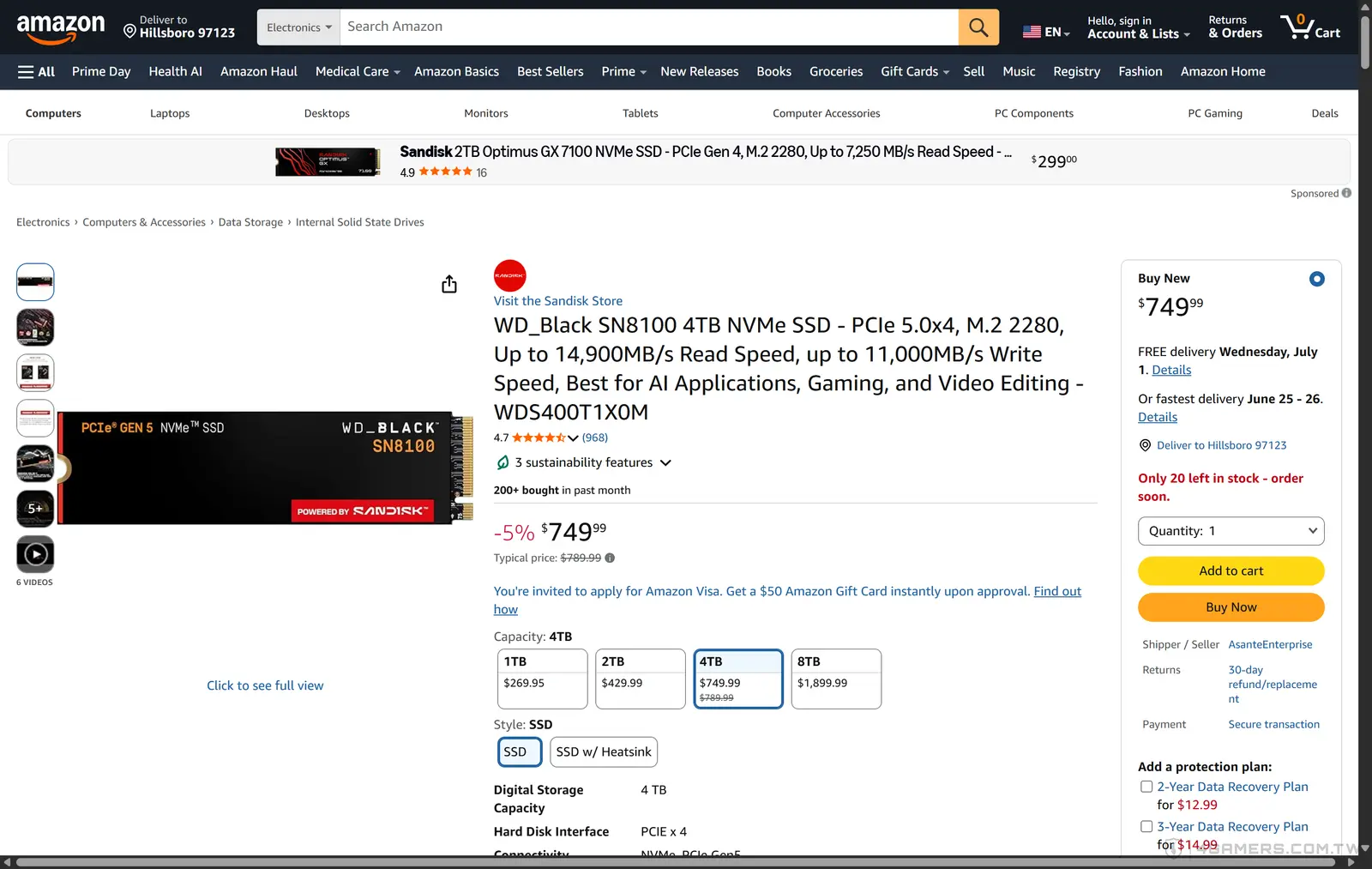 SanDisk WD_Black SN8100 PCIe 5.0 SSD