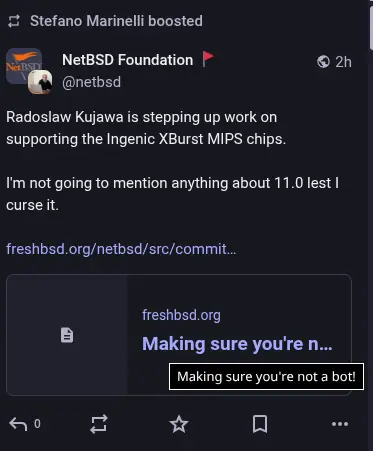 a card from freshbsd.org with the text:
Making sure you're not a bot