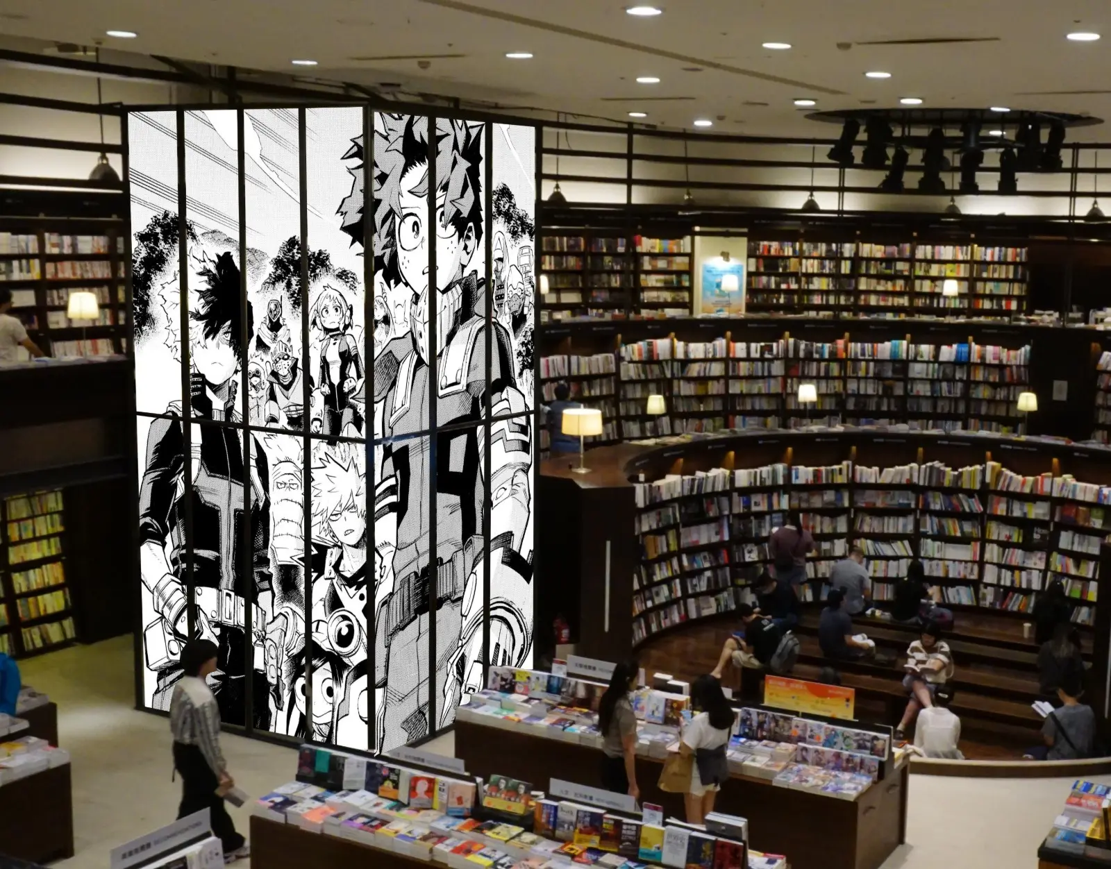 圖6. 英雄集結誠品書店中友店！超人氣英雄作品《我的英雄學院》經典場面放大6米高｜2026誠品動漫祭（圖為合成示意圖）