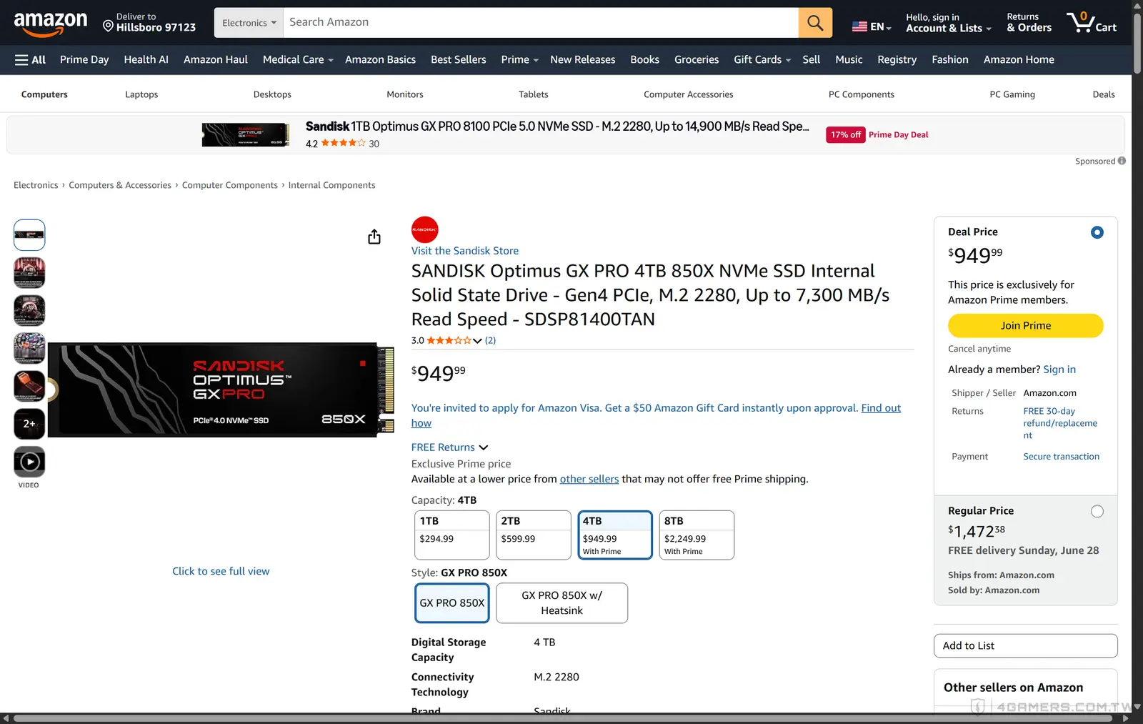 SANDISK Optimus GX PRO 850X PCIe 4.0 SSD