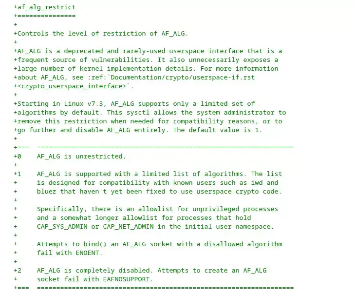 AF_ALG "Nightmare" Being Further Limited In Linux 7.3 With New Sysctl Knob