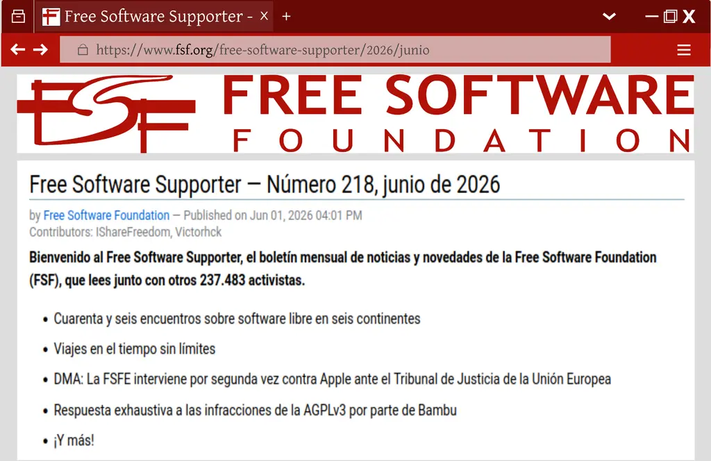 El Free Software Supporter está disponible en español. Para ver la versión en…