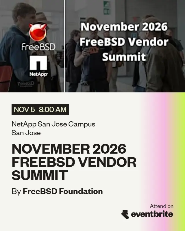 Registration is now open for the November 2026 FreeBSD Vendor Summit!