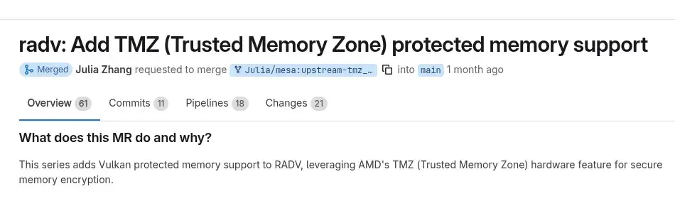 RADV Vulkan Driver Adds Memory Protection Using AMD Trusted Memory Zone