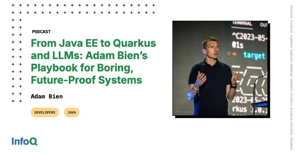 In this #InfoQ #podcast, Adam Bien highlights the importance of consistently…