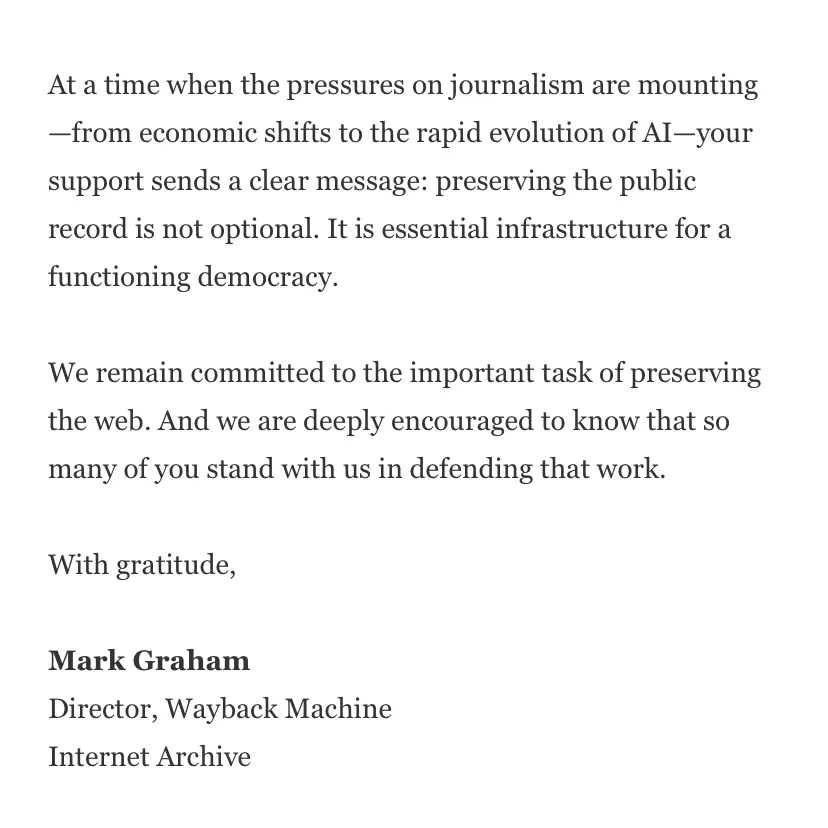 🧵 Wayback Machine director Mark Graham is thanking the hundreds of journalists…