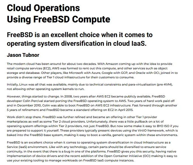 In this Q3 2026 FreeBSD Journal article, Jason Tubnor explores how FreeBSD can…