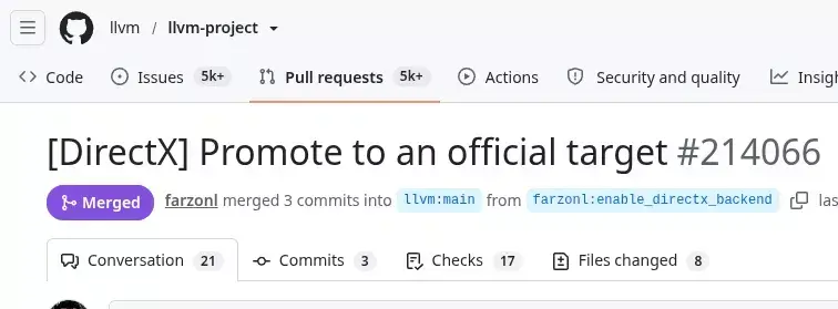 DirectX Support Promoted To Official Target Within LLVM