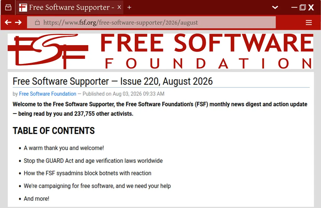 Issue 220 of the #FreeSoftwareSupporter is here! Catch up on July #FreeSoftware…