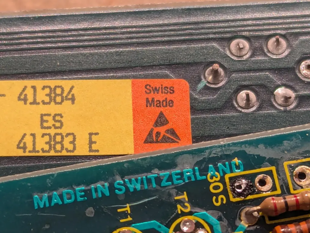 Made in Switzerland -- not something you often see on a circuit board.