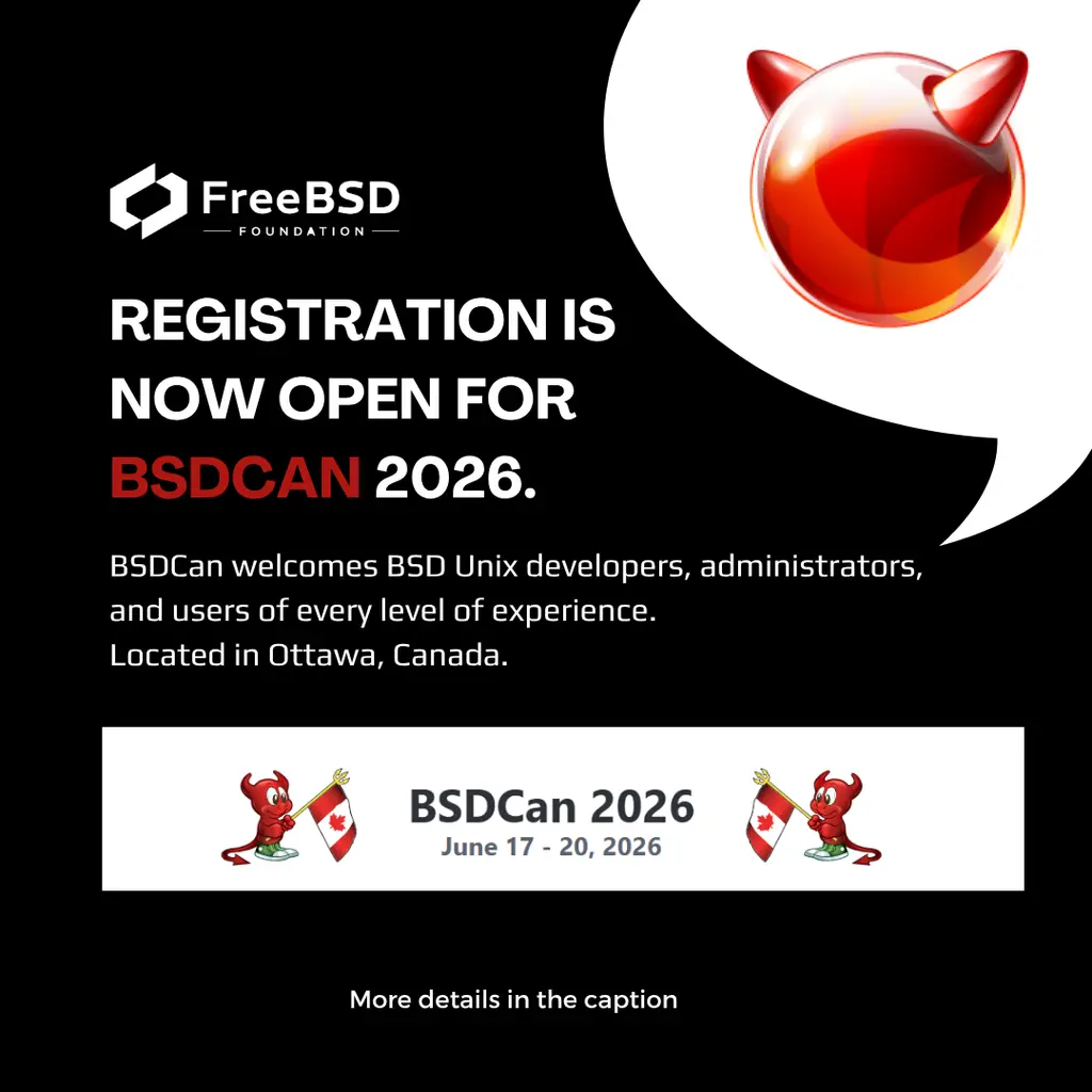 Registration for #BSDCan2026 is now open!