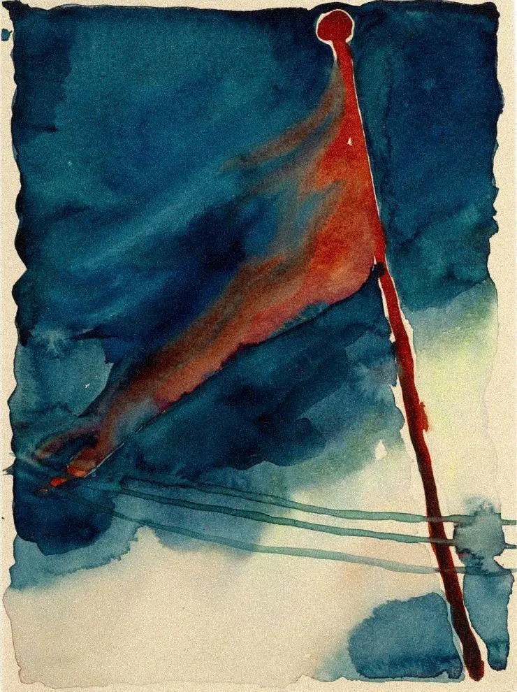🎨🇺🇸 Georgia O'Keeffe's THE FLAG (1918) is a striking watercolor painted during…