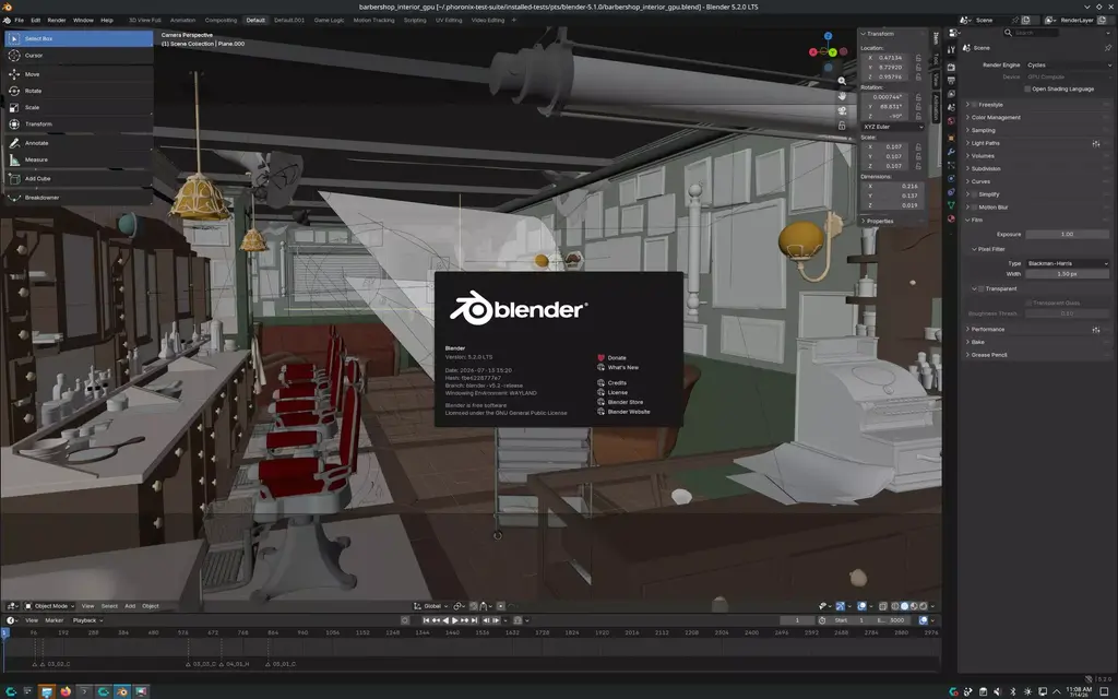 Blender 5.2 LTS Released With Many Great Enhancements
