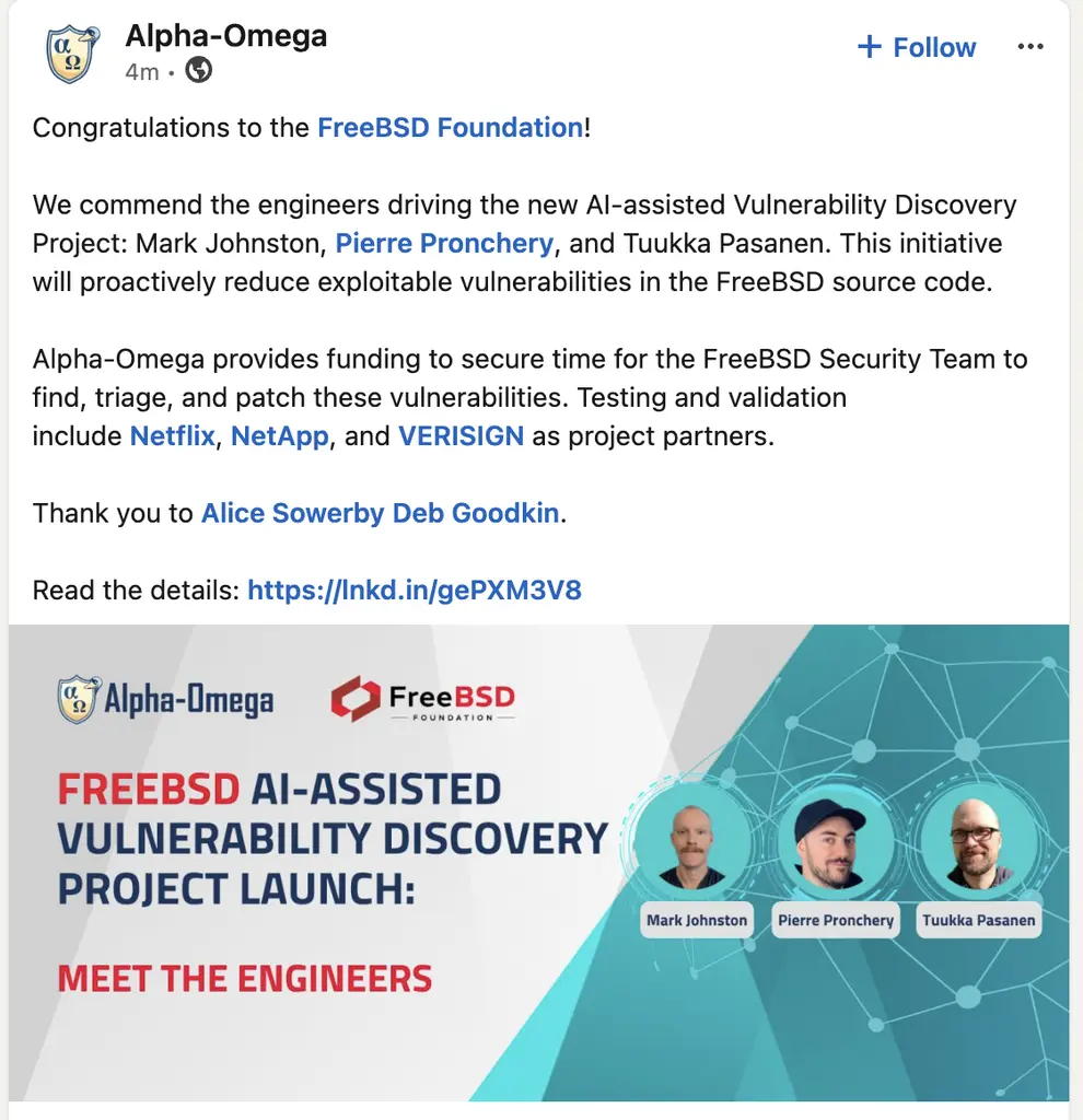 We're excited to see the launch of the AI-assisted Vulnerability Discovery…