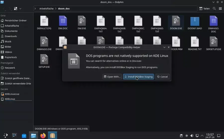 KDE Linux Making For Easier First-Run Experience Of Java & DOS Apps