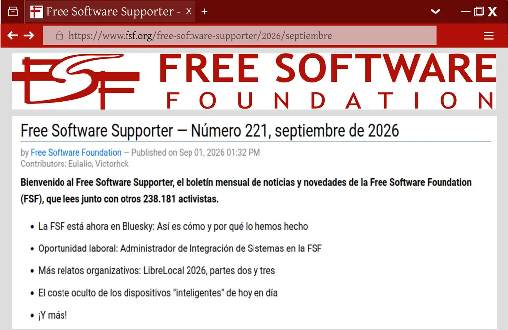 El Free Software Supporter está disponible en español. Para ver la versión en…