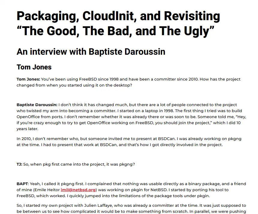 In this Q2 2026 FreeBSD Journal article, Tom Jones sits down with FreeBSD…