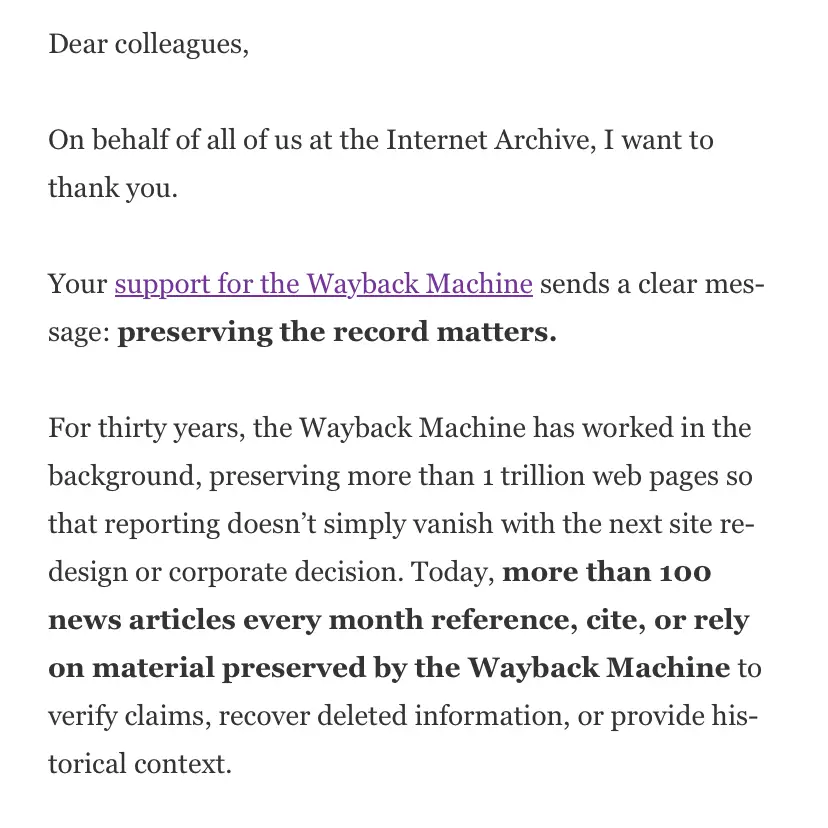 🧵 Wayback Machine director Mark Graham is thanking the hundreds of journalists…