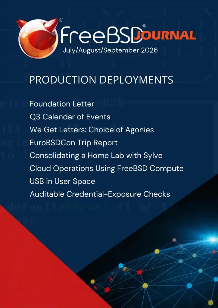 The Q3 2026 issue of the FreeBSD Journal is now available.