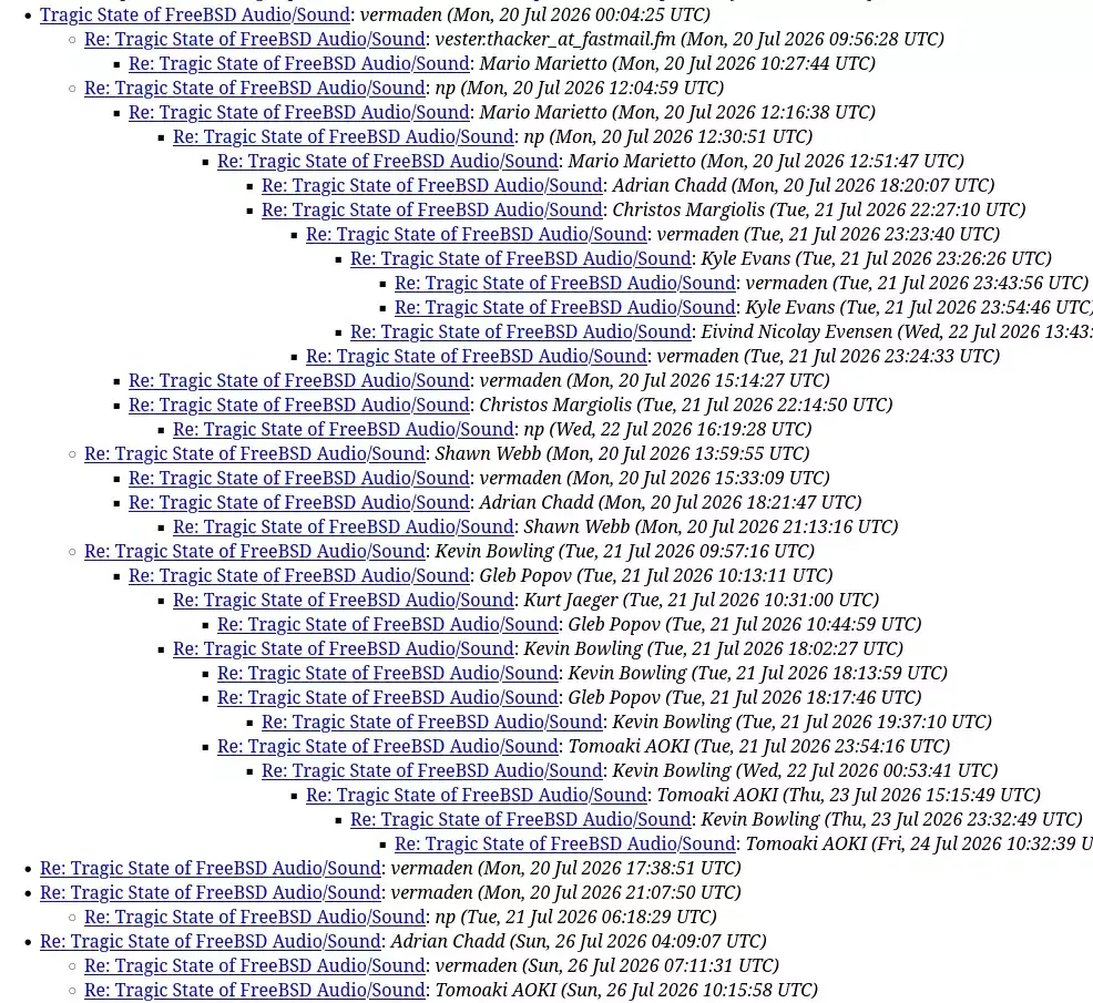 User Frustrations Over The "Tragic State of FreeBSD Audio/Sound" Support