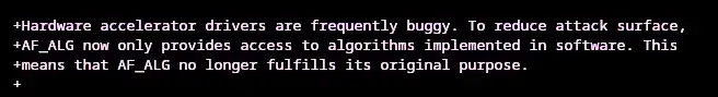 Linux 7.2 Proceeding To Deprecate AF_ALG Due To "Massive Attack Surface", Drops…
