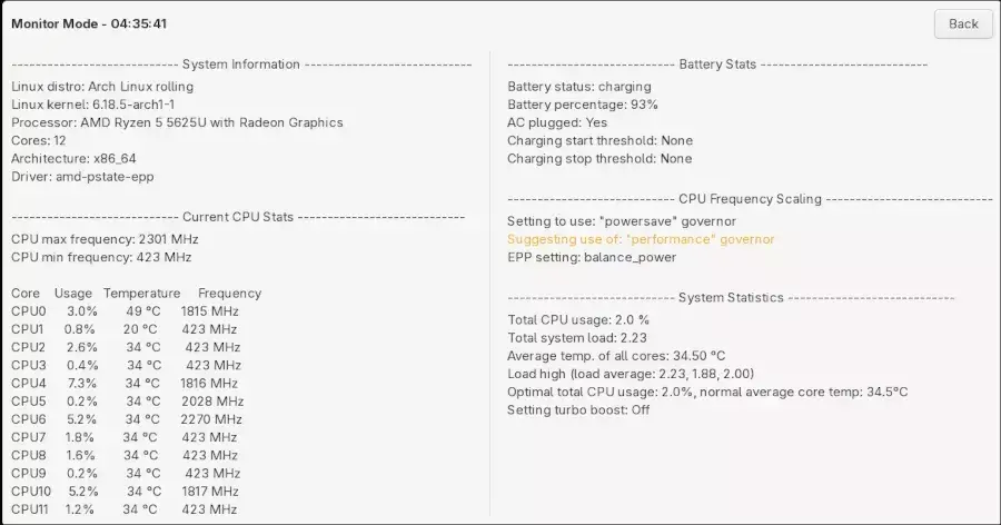 Auto-CPUFreq 3.1 Adds Monitoring Mode To GUI, New Configuration Options & Fixes