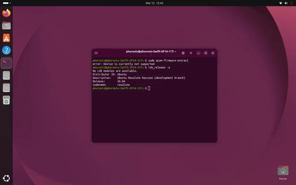 Trying Out Snapdragon X Elite With The Acer Swift 14 AI Laptop On Ubuntu 26.04