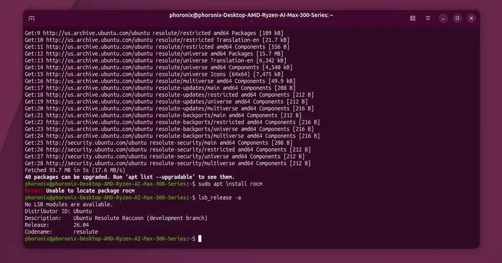 The Integrated ROCm Story For Ubuntu 26.04 Still Playing Out