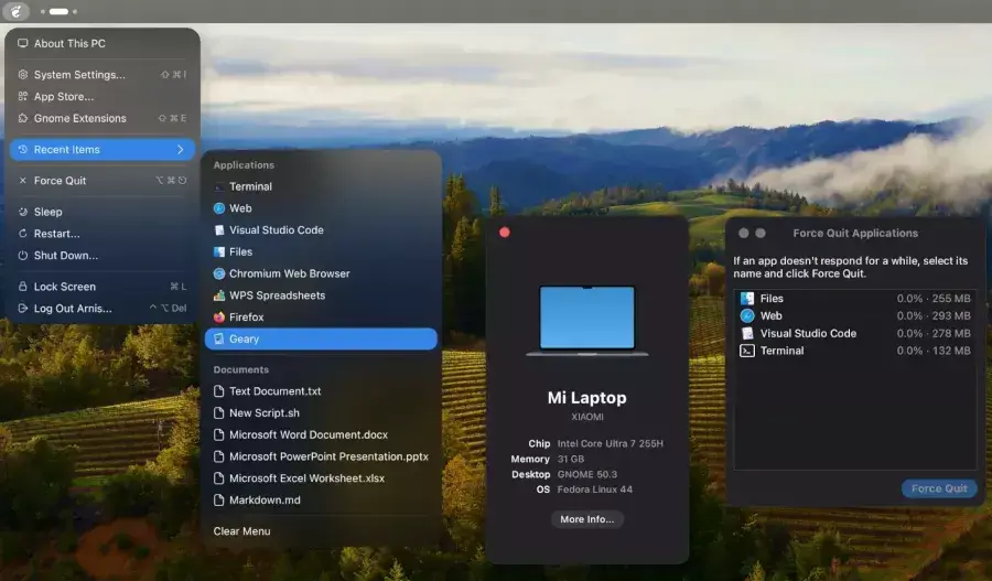 Kiwi Menu Continues Bringing macOS Vibes To GNOME