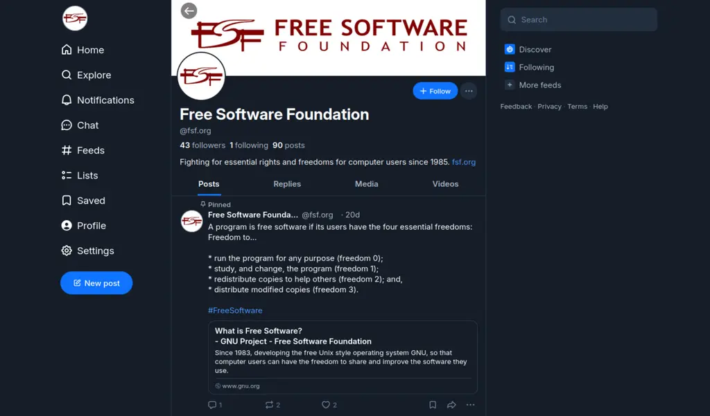 The #FSF is now on #Bluesky: Here's how and why we did it: https://u.fsf.org/4cc