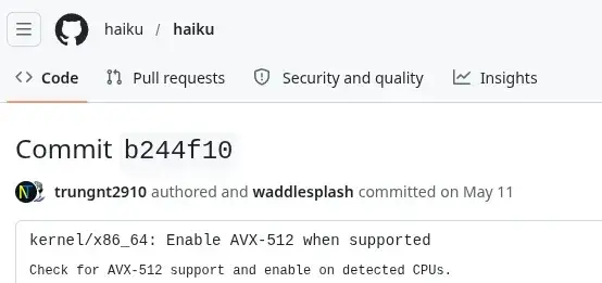 Haiku OS Now Enables AVX-512 Support, Other Hardware Improvements
