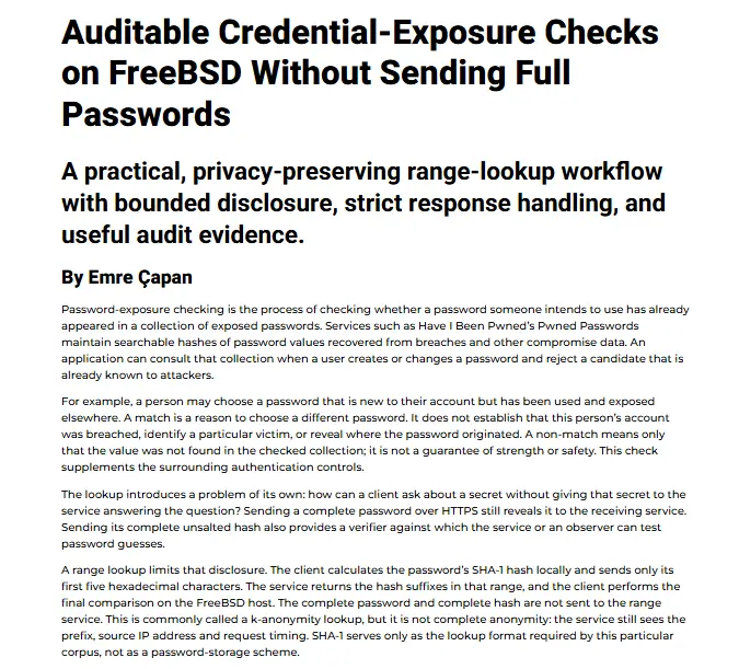 In this Q3 2026 FreeBSD Journal article, Emre Çapan explores how to check…