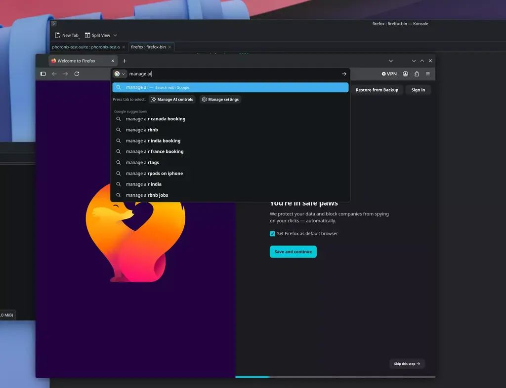 Firefox 154 Now Available With "Manage AI" Quick Action