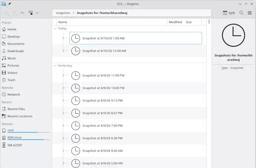 KDE Software Now Has Stable Btrfs Snapshot Integration With KIO-Snapshot 1.0