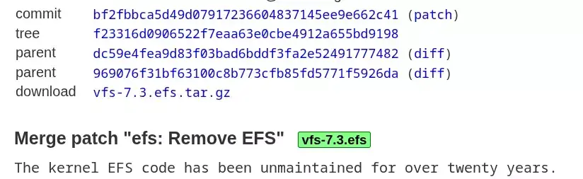 EFS File-System Slated For Removal With Linux 7.3 After 20+ Years Unmaintained