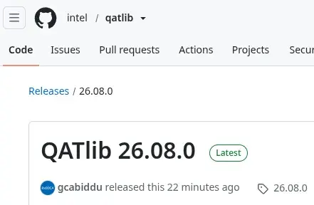 Preview image for Intel QATlib 26.08 Released With Gen6 Device Support, 2MB Hugepages