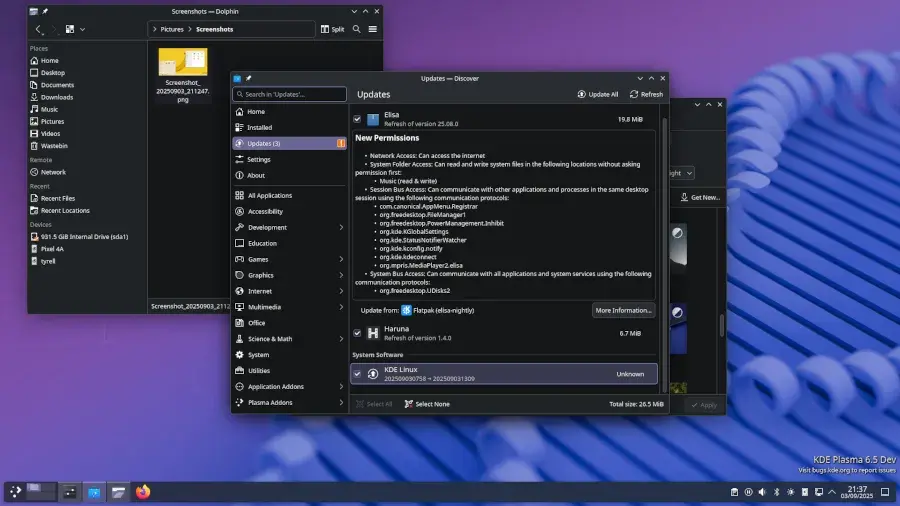 Preview image for KDE Linux Adds Apple APFS File-System Support, Workaround For Frustrating AMDGPU Issue