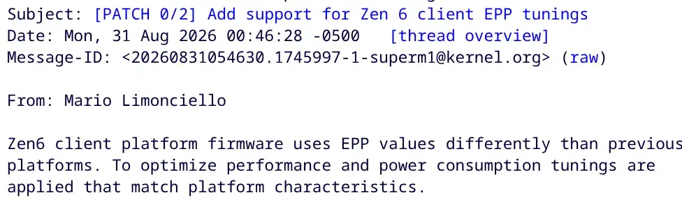 Preview image for New Linux Patches Tune AMD Ryzen Zen 6 To Optimize Performance &amp; Power Consumption