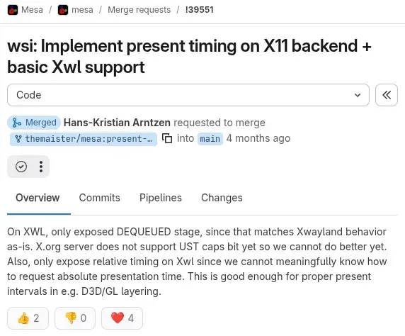 Preview image for Mesa 26.2 Merges Vulkan Present Timing Support For X11/XWayland