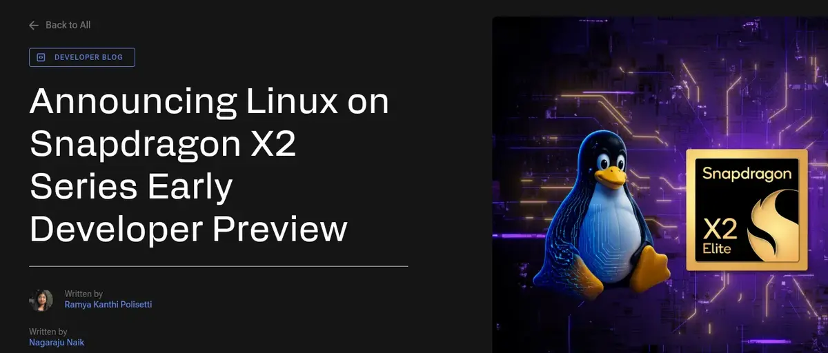 Preview image for Qualcomm Talks Up Linux On Snapdragon X2 Laptops