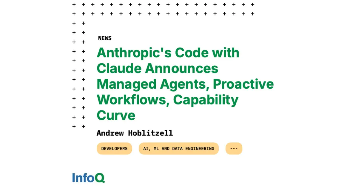 Preview image for Anthropic's Code with Claude Announces  Managed Agents, Proactive Workflows, Capability Curve