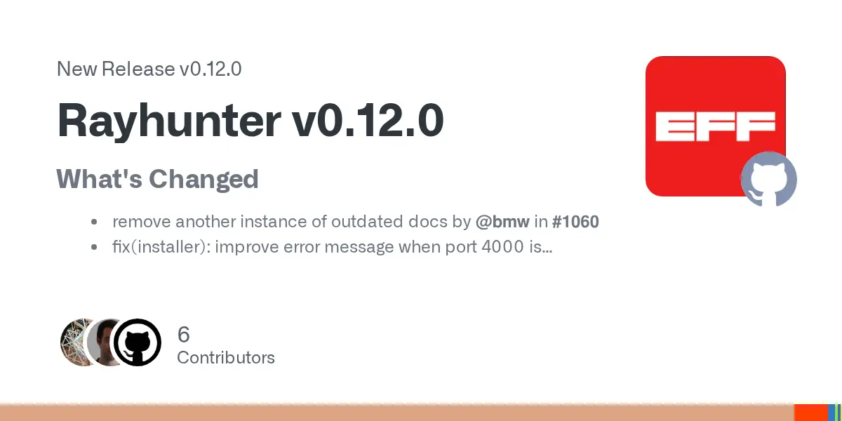 Preview image for Release Rayhunter v0.12.0 · EFForg/rayhunter