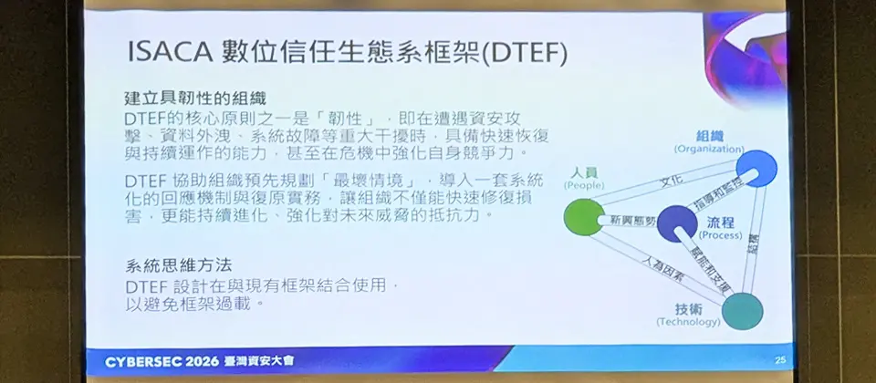 Preview image for 【臺灣資安大會直擊】當數位信任躍升企業戰略核心，國際電腦稽核協會推動以DTEF框架落實韌性與企業治理