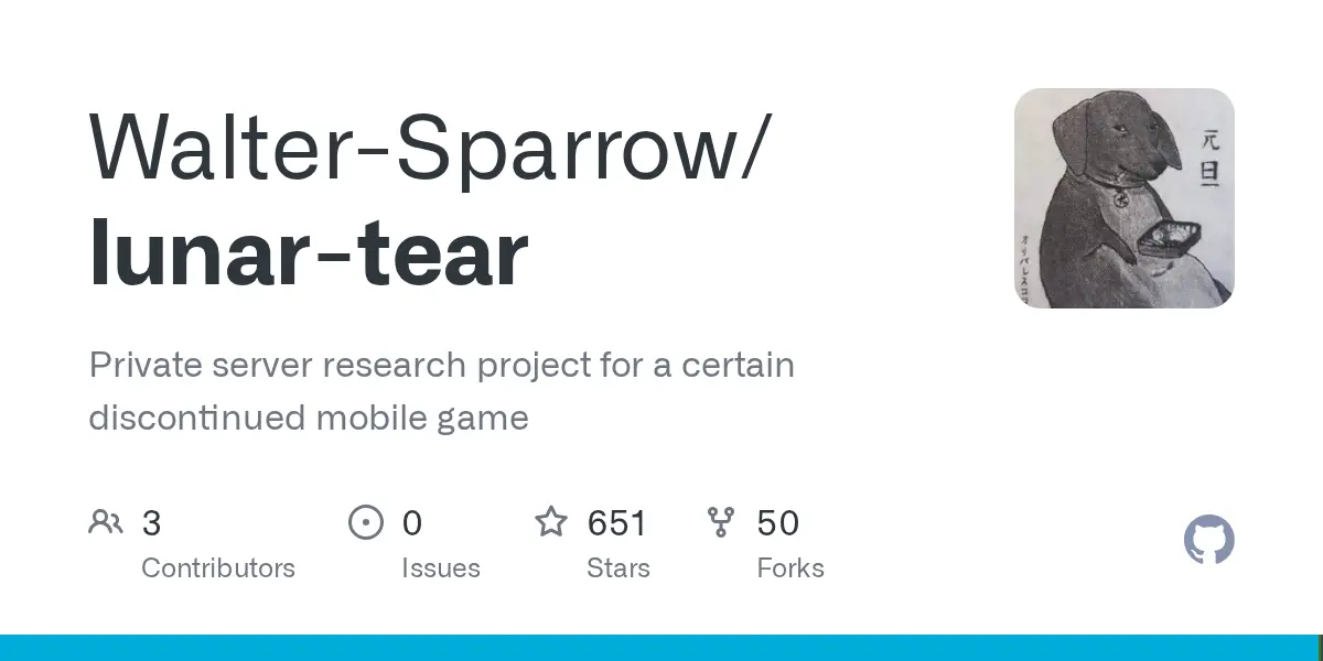 Preview image for GitHub - Walter-Sparrow/lunar-tear: Private server research project for a certain discontinued mobile game