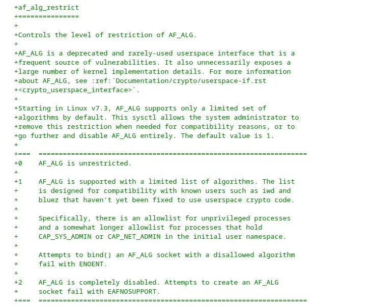 Preview image for AF_ALG "Nightmare" Being Further Limited In Linux 7.3 With New Sysctl Knob