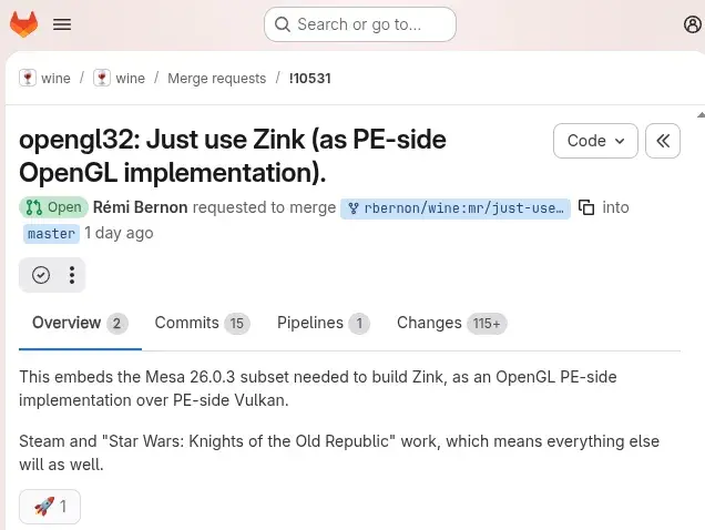 Preview image for Proposed Wine Code Uses Zink For OpenGL-On-Vulkan By Default