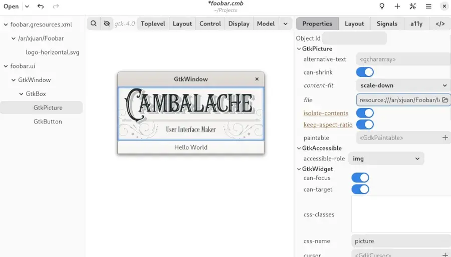 Preview image for Cambalache 1.0 Released After Five Years For Designing Modern GTK UIs
