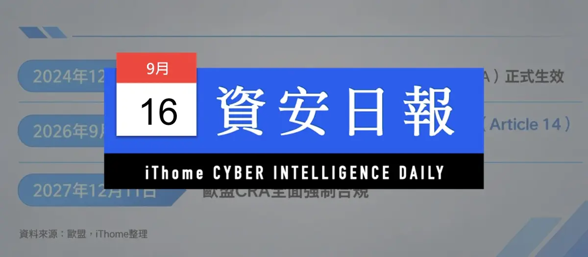 Preview image for 【資安日報】9月16日，歐盟CRA通報義務上路，臺灣廠商建置PSIRT升溫，資安院提醒成熟度仍有落差