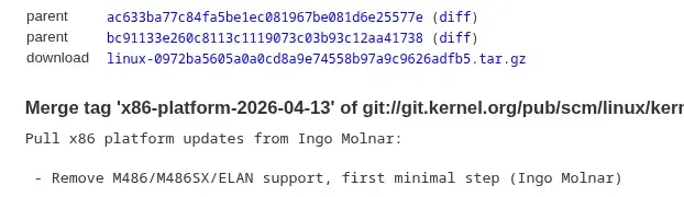 Preview image for Linus Torvalds Merged The Code Beginning To Remove Intel 486 CPU Support In Linux 7.1
